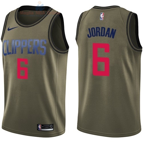 Acquista Maglia NBA Los Angeles Clippers Servizio Di Saluto #6 DeAndre Jordan Nike Army Green 2018