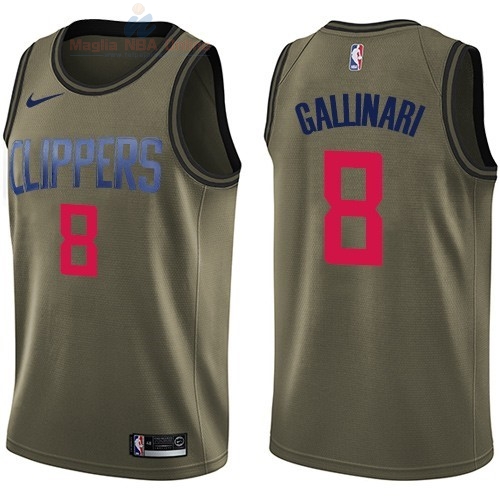 Acquista Maglia NBA Los Angeles Clippers Servizio Di Saluto #8 Danilo Gallinari Nike Army Green 2018