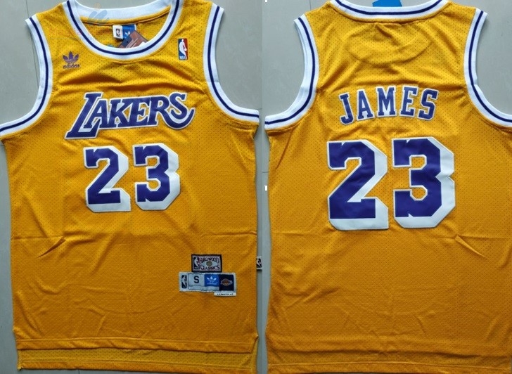 Acquista Maglia NBA Los Angeles Lakers #23 Lebron James Retro Giallo
