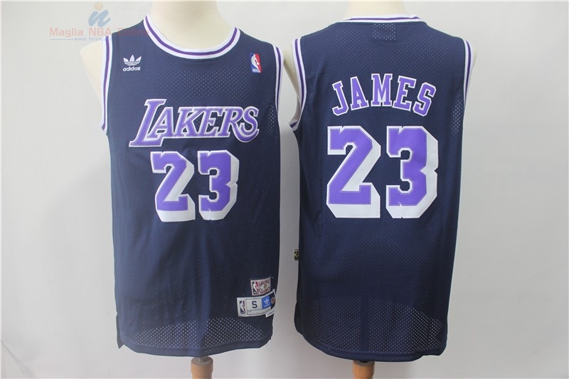 Acquista Maglia NBA Los Angeles Lakers #23 Lebron James Retro Nero Porpora