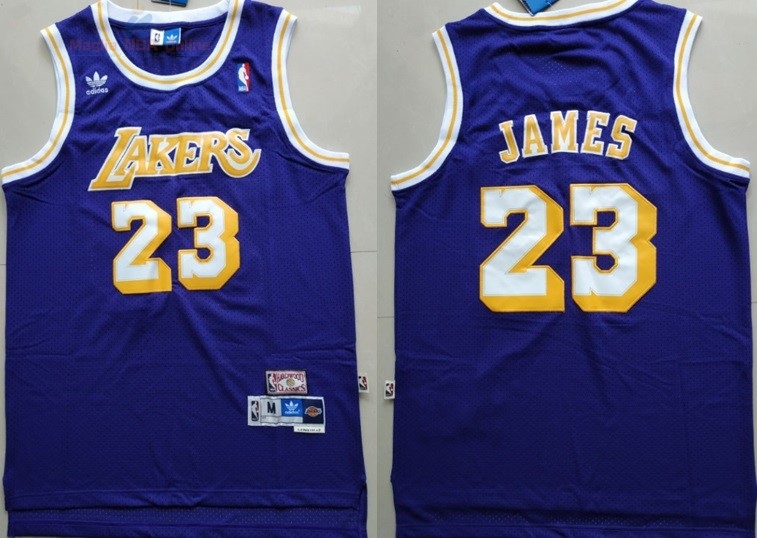 Acquista Maglia NBA Los Angeles Lakers #23 Lebron James Retro Porpora