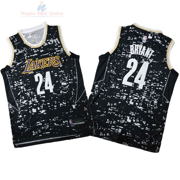 Acquista Maglia NBA Los Angeles Lakers Luci Della Città #24 Kobe Bryant Nero