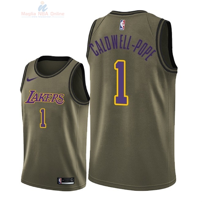 Acquista Maglia NBA Los Angeles Lakers Servizio Di Saluto #1 Kentavious Caldwell Pope Nike Army Green 2018