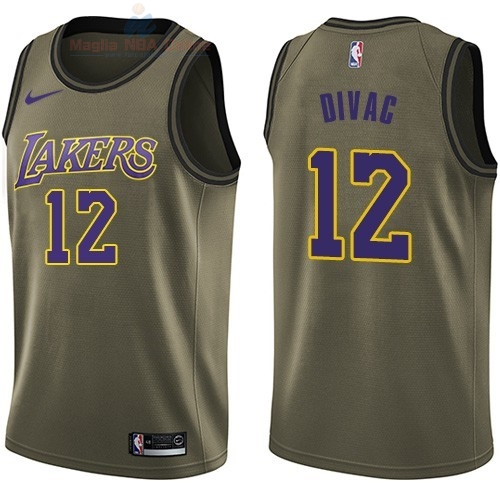 Acquista Maglia NBA Los Angeles Lakers Servizio Di Saluto #12 Vlade Divac Nike Army Green 2018