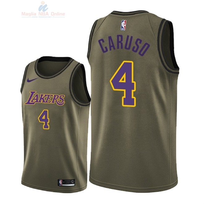 Acquista Maglia NBA Los Angeles Lakers Servizio Di Saluto #4 Alex Caruso Nike Army Green 2018