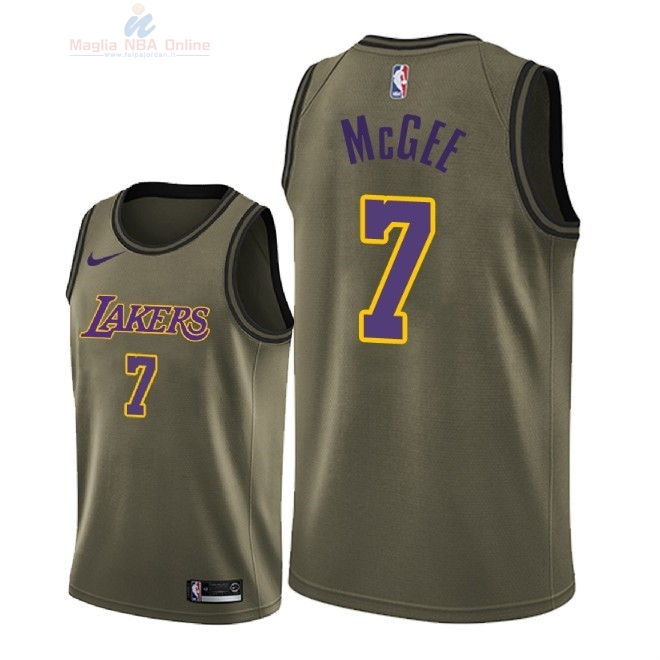 Acquista Maglia NBA Los Angeles Lakers Servizio Di Saluto #7 JaVale McGee Nike Army Green 2018