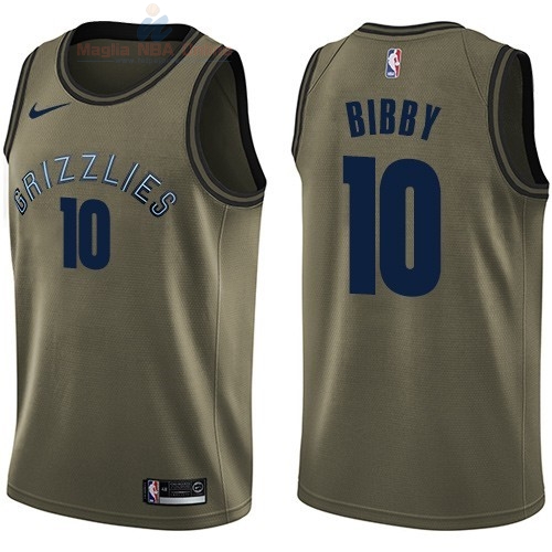 Acquista Maglia NBA Memphis Grizzlies Servizio Di Saluto #10 Mike Bibby Nike Army Green 2018