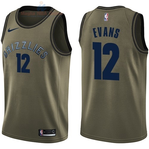 Acquista Maglia NBA Memphis Grizzlies Servizio Di Saluto #12 Tyreke Evans Nike Army Green 2018