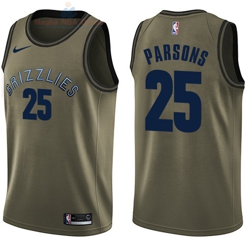 Acquista Maglia NBA Memphis Grizzlies Servizio Di Saluto #25 Chandler Parsons Nike Army Green 2018