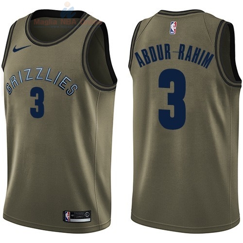 Acquista Maglia NBA Memphis Grizzlies Servizio Di Saluto #3 Shareef Abdur Rahim Nike Army Green 2018