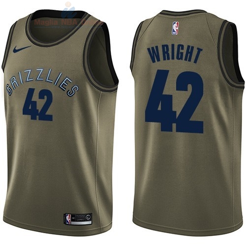 Acquista Maglia NBA Memphis Grizzlies Servizio Di Saluto #42 Lorenzen Wright Nike Army Green 2018