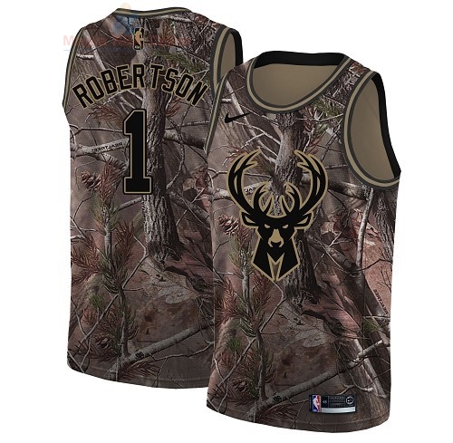 Acquista Maglia NBA Milwaukee Bucks #1 Oscar Robertson Camo Swingman Collezione Realtree 2018