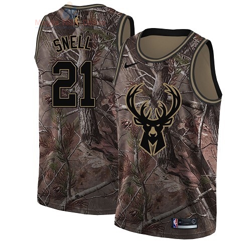 Acquista Maglia NBA Milwaukee Bucks #21 Tony Snell Camo Swingman Collezione Realtree 2018