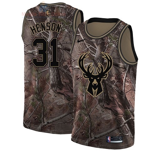 Acquista Maglia NBA Milwaukee Bucks #31 John Henson Camo Swingman Collezione Realtree 2018