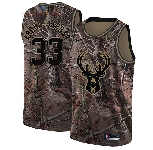 Acquista Maglia NBA Milwaukee Bucks #33 Kareem Abdul Jabbar Camo Swingman Collezione Realtree 2018