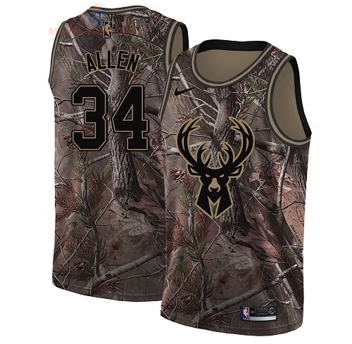 Acquista Maglia NBA Milwaukee Bucks #34 Ray Allen Camo Swingman Collezione Realtree 2018