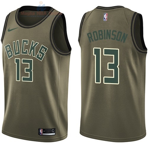 Acquista Maglia NBA Milwaukee Bucks Servizio Di Saluto #13 Glenn Robinson Nike Army Green 2018