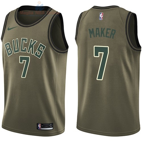 Acquista Maglia NBA Milwaukee Bucks Servizio Di Saluto #7 Thon Maker Nike Army Green 2018