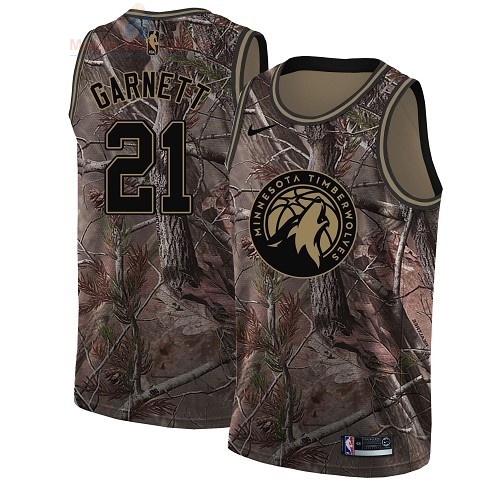 Acquista Maglia NBA Minnesota Timberwolves #21 Kevin Garnett Camo Swingman Collezione Realtree 2018