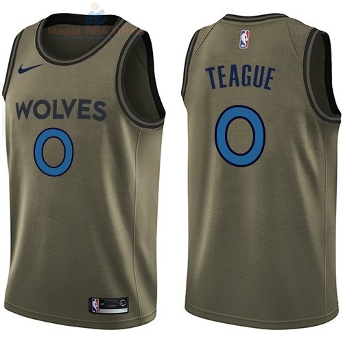 Acquista Maglia NBA Minnesota Timberwolves Servizio Di Saluto #0 Jeff Teague Nike Army Green 2018