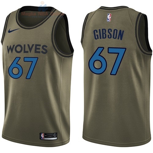 Acquista Maglia NBA Minnesota Timberwolves Servizio Di Saluto #67 Taj Gibson Nike Army Green 2018