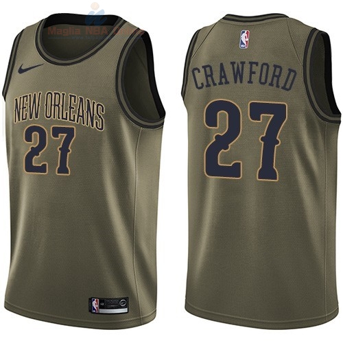 Acquista Maglia NBA New Orleans Pelicans Servizio Di Saluto #27 Jordan Crawford Nike Army Green 2018