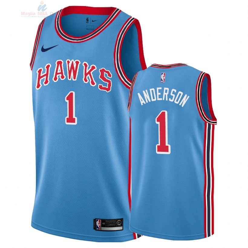 Acquista Maglia NBA Nike Atlanta Hawks #1 Justin Anderson Nike Retro Blu 2018-19