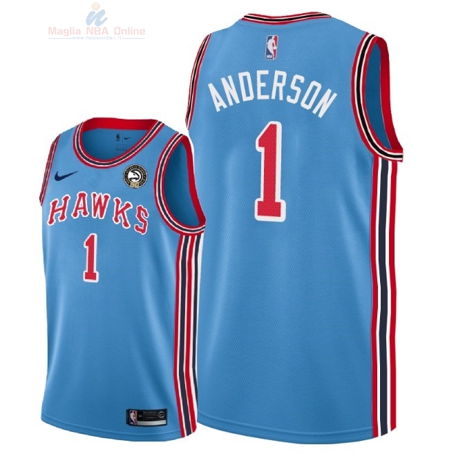 Acquista Maglia NBA Nike Atlanta Hawks #1 Justin Anderson Retro Blu 2018