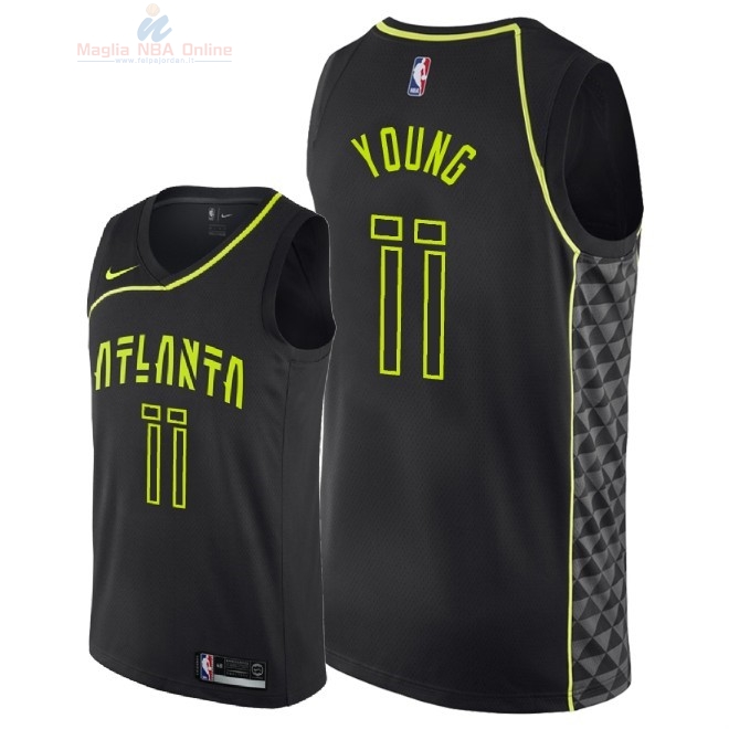 Acquista Maglia NBA Nike Atlanta Hawks #11 Trae Young Nike Nero Città 2018-19