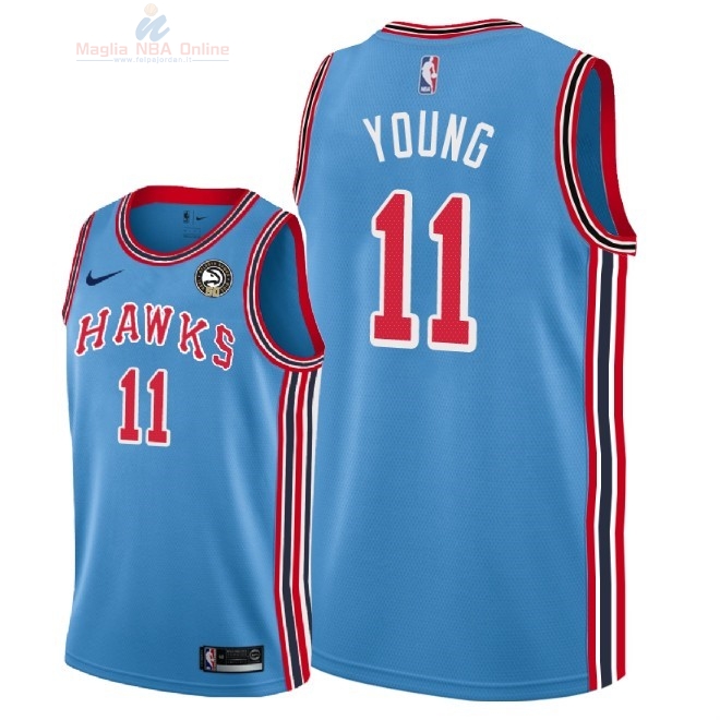 Acquista Maglia NBA Nike Atlanta Hawks #11 Trae Young Retro Blu 2018