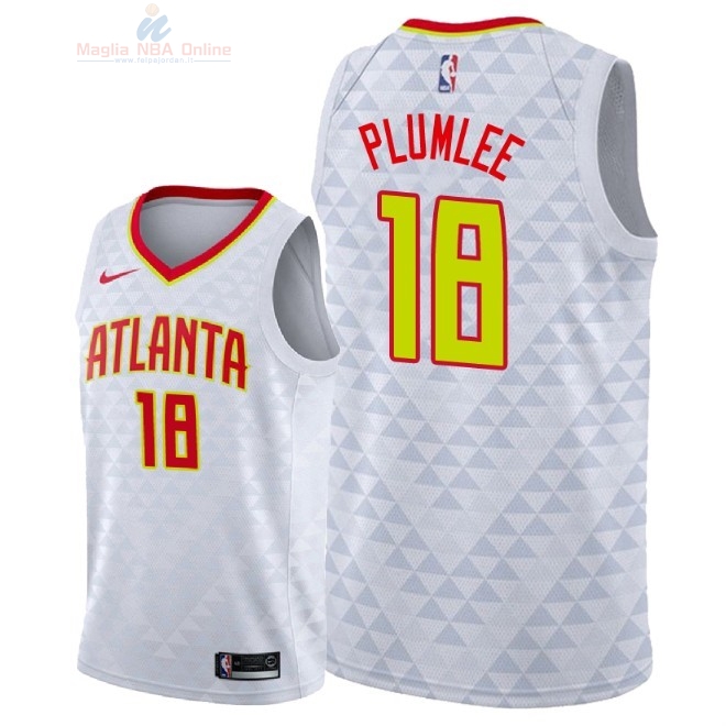 Acquista Maglia NBA Nike Atlanta Hawks #18 Miles Plumlee Bianco Association 2018