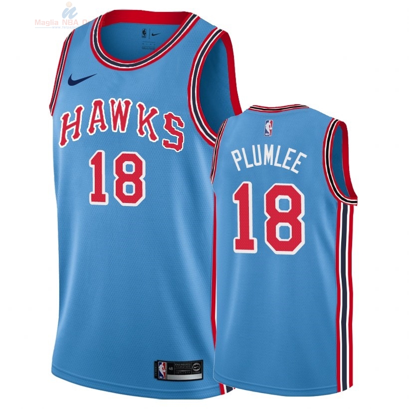 Acquista Maglia NBA Nike Atlanta Hawks #18 Miles Plumlee Nike Retro Blu 2018-19