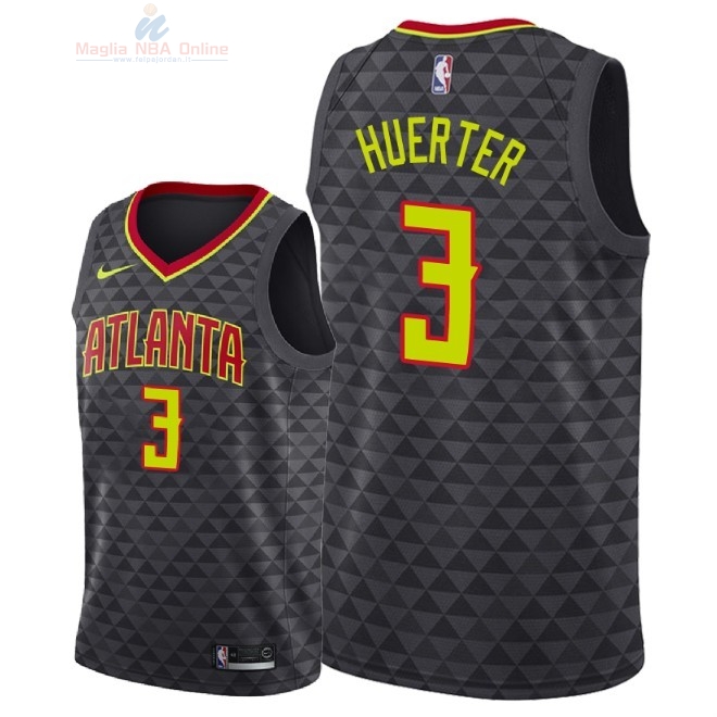 Acquista Maglia NBA Nike Atlanta Hawks #3 Kevin Huerter Nero Icon 2018-19