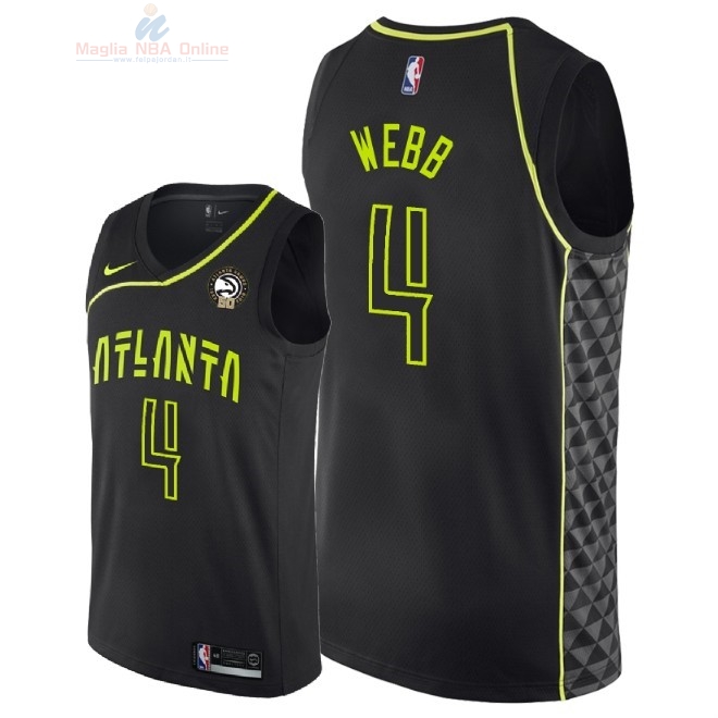 Acquista Maglia NBA Nike Atlanta Hawks #4 Spud Webb Nero Città 2018
