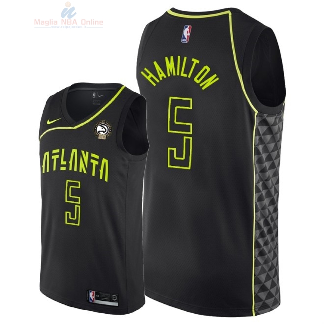 Acquista Maglia NBA Nike Atlanta Hawks #5 Daniel Hamilton Nero Città 2018