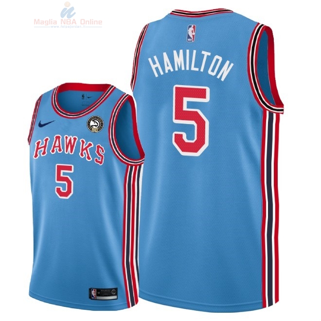 Acquista Maglia NBA Nike Atlanta Hawks #5 Daniel Hamilton Retro Blu 2018