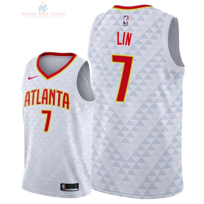 Acquista Maglia NBA Nike Atlanta Hawks #7 Jeremy Lin Bianco Association 2018