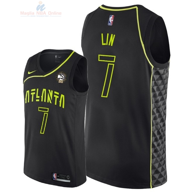 Acquista Maglia NBA Nike Atlanta Hawks #7 Jeremy Lin Nero Città 2018