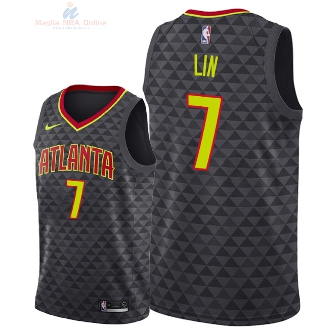 Acquista Maglia NBA Nike Atlanta Hawks #7 Jeremy Lin Nero Icon 2018