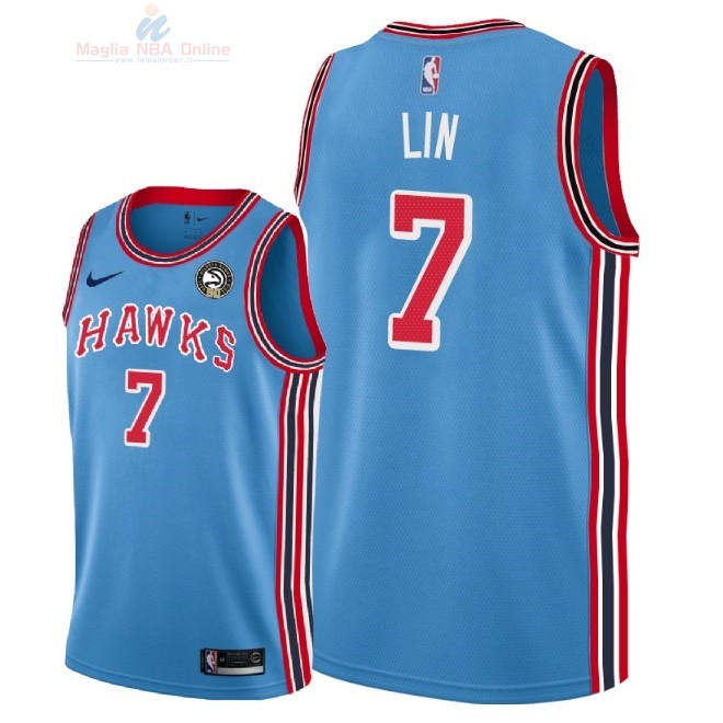 Acquista Maglia NBA Nike Atlanta Hawks #7 Jeremy Lin Retro Blu 2018