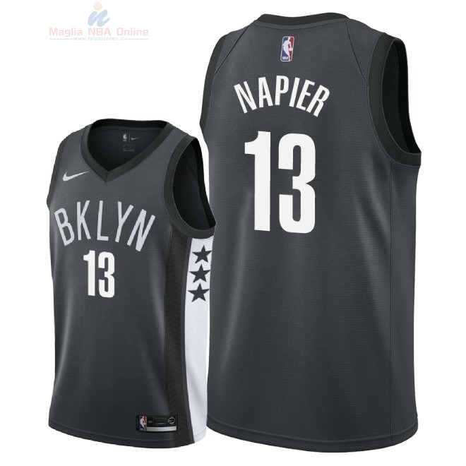 Acquista Maglia NBA Nike Brooklyn Nets #13 Shabazz Napier Nero Statement 2018