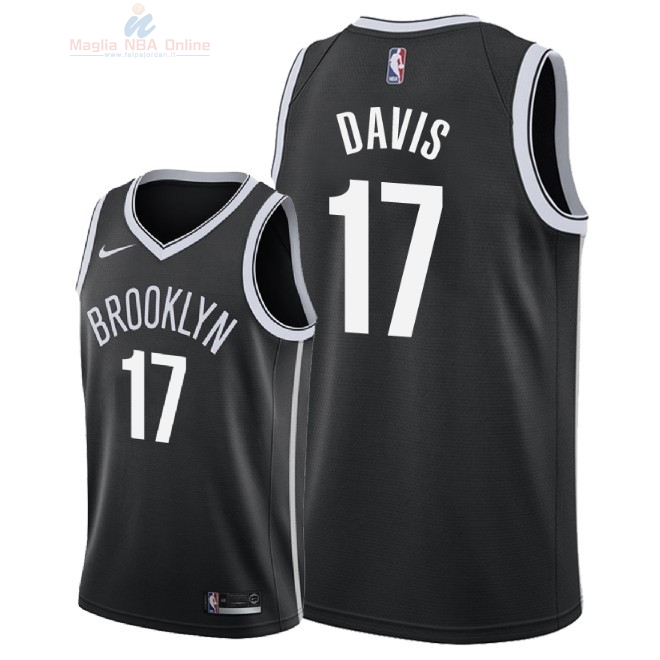 Acquista Maglia NBA Nike Brooklyn Nets #17 Ed Davis Nero Icon 2018