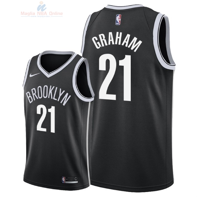 Acquista Maglia NBA Nike Brooklyn Nets #21 Treveon Graham Nero Icon 2018