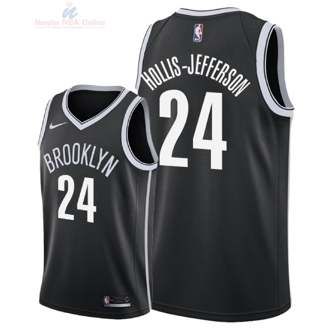 Acquista Maglia NBA Nike Brooklyn Nets #24 Rondae Hollis Jefferson Nero Icon 2018