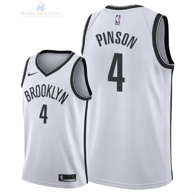 Acquista Maglia NBA Nike Brooklyn Nets #4 Theo Pinson Bianco Association 2018