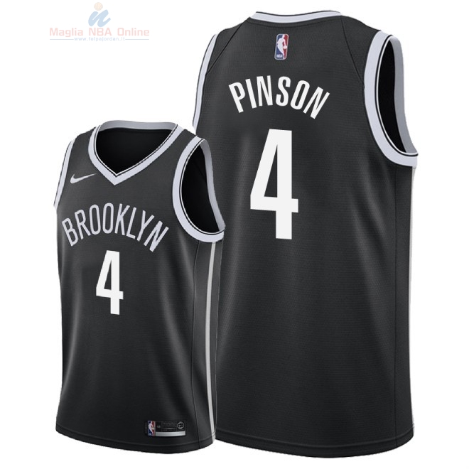 Acquista Maglia NBA Nike Brooklyn Nets #4 Theo Pinson Nero Icon 2018