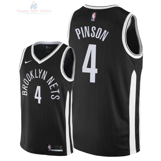 Acquista Maglia NBA Nike Brooklyn Nets #4 Theo Pinson Nike Nero Città 2018