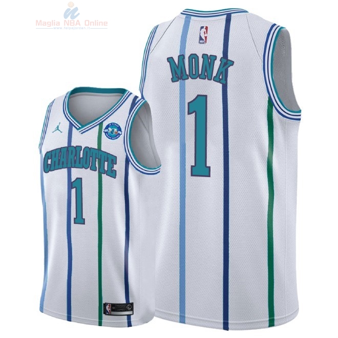 Acquista Maglia NBA Nike Charlotte Hornets #1 Malik Monk Retro Bianco 30 Anniversaire 2018-19