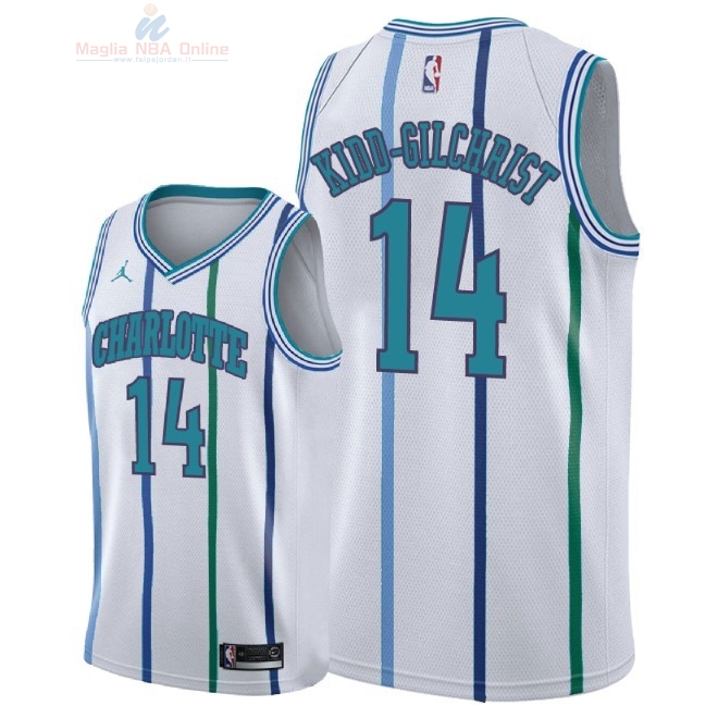 Acquista Maglia NBA Nike Charlotte Hornets #14 Michael Kidd Gilchrist Retro Bianco 2018