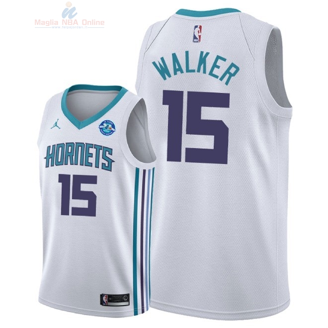 Acquista Maglia NBA Nike Charlotte Hornets #15 Kemba Walker Bianco 2018-19